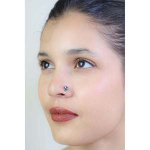 Piercing de Nariz de Plata 925 con Ónix Negro, Diseño Nazakat Paisley, Clip de Acero Inoxidable, Joyería para Regalo - Product Image 3