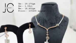 Elegante y Exquisito Juego de Collar de Diamantes con Corte Brillante Redondo, Certificado por IGI, Chapado en Rodio y Oro Rosa de 14K para Mujer, Joyería Premium - Product Image 2