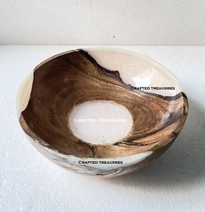 Ensemble de vaisselle en bois de résine époxy au design moderne le plus vendu bol rond de fantaisie à mélanger pour la maison, l'hôtel ou le restaurant, la cuisine - Product Image 4