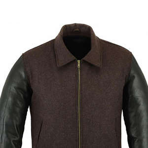 Veste de baseball universitaire pour hommes avec logo personnalisé, manches en cuir brodées, tissu en toile de laine - Product Image 3