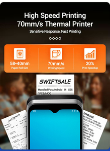 H3 Android 10 di động POS thiết bị đầu cuối 58 Mét Máy in nhiệt NFC 6.2 inch hiển thị màn hình cảm ứng 2500mAh 7.6V 2 + 16GB lưu trữ - Product Image 2