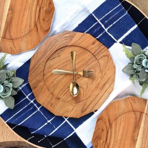 Assiette de présentation en bois d'acacia octogonale de qualité supérieure plat de service en bois naturel pour les fêtes à manger et les mariages décor à la maison - Product Image 5