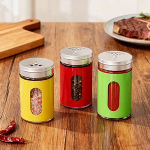 पेशेवर रसोई सीज़निंग कंटेनर 90 मिलीलीटर स्पष्ट ग्लास जार स्टेनलेस स्टील टॉप विंडो मसाला डिस्पेंसर - Product Image 4