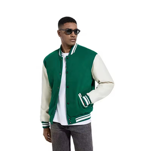 Veste universitaire unisexe en coton, logo personnalisé sur le devant, patchwork, imperméable, respirante, service OEM en gros - Product Image 3
