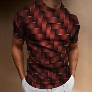 Secado rápido 100% patrón impreso 2025 camiseta simple para hombres patrón geométrico 3D impreso hombres Top diario Casual - Product Image 3