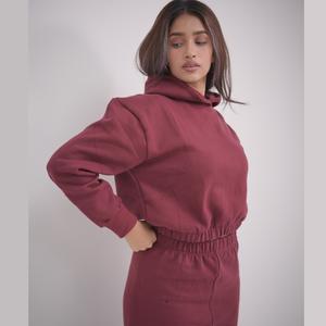 Ensemble de survêtement décontracté 2 pièces pour femme, personnalisé, en molleton 100% coton, écologique, anti-plis, coupe oversize, avec doublure frontale - Product Image 2