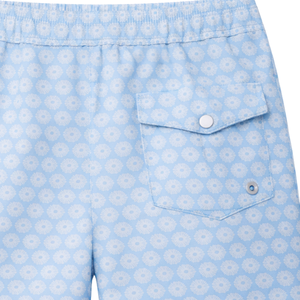 Shorts de Baño Reciclados para Hombre, Color Azul Claro con Estampado de Coral, Secado Rápido, con Cintura Elástica, Cordón y Bolsillos - Product Image 4