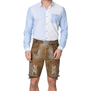 Pantalones Cortos Bávaros para Hombre, Nuevos Lederhosen Genuinos en Color Sólido Puro para Uso en Exteriores - Product Image 5