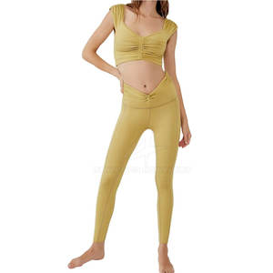 Nuevo diseño personalizado para mujer, mallas deportivas de entrenamiento de gimnasio con patrón sólido, mallas transpirables de cintura alta, estilo informal - Product Image 2