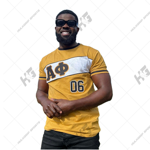 Venta al por mayor Alppha Phi Custom College Shirt 220 Gram Greek Jersey Uniforme Sólido Bordado Técnicas Alpha Phi Fraternidad Camiseta - Product Image 2