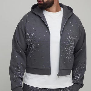 เสื้อฮู้ดฮิปฮอปผ้าฝ้ายสำหรับผู้ชายเสื้อฮู้ดแบบครอปใส่ได้ทั้งชายและ2025 - Product Image 1