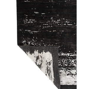 Tapis noué à la main en laine, bambou et soie, gris- noir abstrait, 9x12, rectangulaire, pour salon et couloir - LRB-13004 - Product Image 3