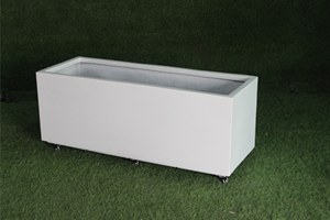 Modern <b>Rectangular</b> Outdoor Planter Box with Wheels for <b>Flower</b> Green Plant Garden Use Lightweight Weather Resistant FRP - Product Image 5