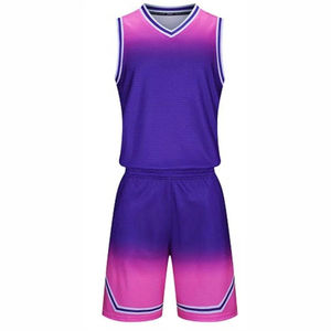 Ensembles d'uniformes de basket-ball respirants en 100% polyester avec logo personnalisé de qualité supérieure avec nom d'équipe personnalisé et design sans manches - Product Image 1