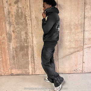 Custom hombres/mujeres Streetwear impreso poliéster Jogger conjunto cremallera chaqueta cortavientos con chándal corto ropa personalizada - Product Image 2