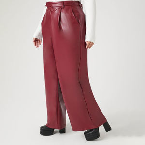 Pantalones de cuero de gran tamaño para mujer, tendencia de verano 2024, mallas decoradas elásticas de tamaño libre informales, logotipo de invierno plano medio transpirable - Product Image 3