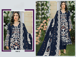 Latest Heavy Embroidered Chinnon <b>Top</b> Plazzo Digital Print Dupatta Party Salwar Kameez Collection Indian Pakistani Style Quick - Product Image 4