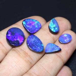 Lot de 6 opales doubles naturelles australiennes bleues, forme fantaisie, 10x7mm-16x13mm, 25 carats, pour la fabrication de bijoux, cadeau Zubair - Product Image 3