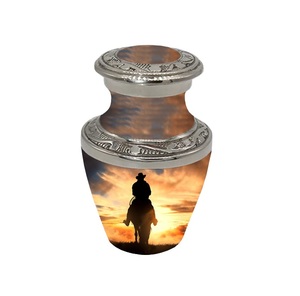 Urnas de cremación al por mayor de alta calidad, urna de recuerdo de cremación de aluminio con tema matutino para cenizas humanas - Product Image 3