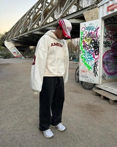 Y2K Sudadera con capucha Harajuku nuevo patrón de estampado del alfabeto Goth Sudadera con capucha de gran tamaño streetwear Hip Hop Hombre Hoodi Sudadera Moda Casual Top - Product Image 3