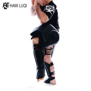 Protège-jambes en cuir véritable Kick Muay Thai Coussinets de cuisse de boxe en cuir véritable Protège-jambes Protecteur de corps Entraînement pour la gymnastique - Product Image 5