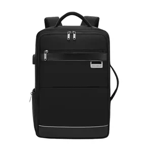 Stylish Black <b>Laptop</b> <b>Backpack</b> with Dual Zippers and Organized Storage - Product Image 1