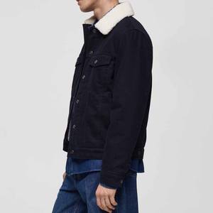 Veste en jean noir pour homme, vêtements d'extérieur classiques boutonnés, streetwear élégant, manteau coupe ajustée, vêtements de travail rétro durables, jean moderne - Product Image 2