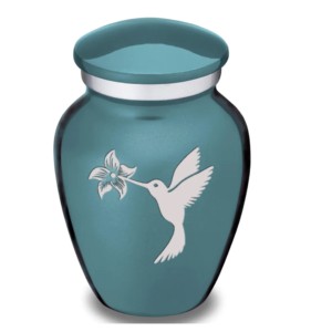 Urnas de recuerdo de color negro de aluminio con diseño de pájaros de flores y rayas plateadas - Product Image 6