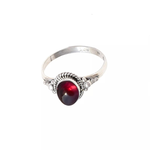 Último diseño anillo fino de Plata de Ley 925 hecho a mano joyería minimalista Bohemia 6x8mm piedra preciosa ovalada granate Natural para mujeres - Product Image 3