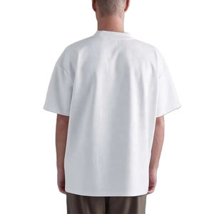 Sérigraphie personnalisée 100% coton T-shirt surdimensionné épais à col en O pour hommes, solide, écologique, à séchage rapide, respirant - Product Image 4