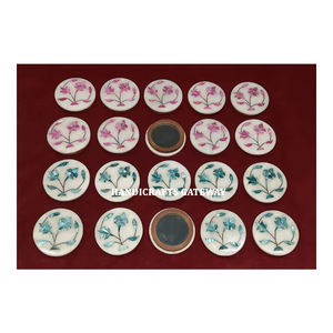 Nuevo superventas, lo último en incrustaciones de mármol blanco de alta calidad hechas a mano con espejo redondo de nácar de dos colores para obsequios - Product Image 1