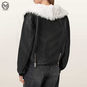 Chaqueta de Cuero Personalizada de Alta Calidad 100% para Mujer con Cuello Alto, Talla Grande, Invierno 2025 Especial - Product Image 3