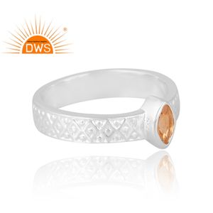 แหวนพลอยซิทรินธรรมชาติทำจากเงินสเตอริง925ดีไซน์แบบได้รับความนิยมเครื่องประดับตามสั่งสำหรับเป็นของขวัญสำหรับผู้หญิงสำหรับผู้หญิง - Product Image 4