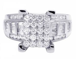 Customize 925 Silver With Round & Baguette Moissanite Diamond <b>Iced</b> Out Luxury Engagement Ladies <b>Ring</b> - Product Image 2