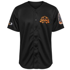 Camiseta Deportiva de Béisbol Negra para Hombre, con Botones en la Parte Delantera, Manga Corta, Parches Bordados, Uniforme Personalizado para Equipos, Venta al por Mayor - Product Image 1