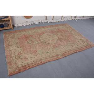 Tapis Patchwork en Laine Vert Beige Vintage Grand 4.9X8 pieds Style Classique Abstrait 10mm Peluche Forme Rectangulaire Latex Polyester - Product Image 3