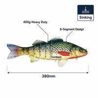 Leurre de pêche multi-articulé 7 segments 380mm 450g, robuste, imprimé en 3D, coulant, en ABS, pour achigan, brochet, muskie, tête de serpent