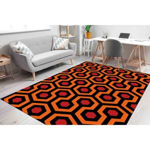 Tapis géométrique moderne rouge, le tapis imprimé brillant, avec poils doux - Product Image 4