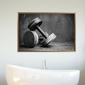 Elegant Black and White Canvas Print for Gym and Home Decor,1P:Gold <b>Framed</b> - Product Image 1