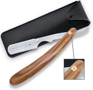 Vente en gros à bas prix Rasoirs en acier inoxydable à coupe droite Rasoir de salon personnalisé Rasoir humide rafraîchissant Pochette gratuite - Product Image 2