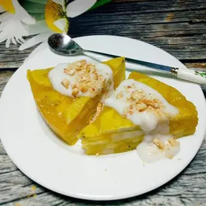 Vietnamese Desserts Heerlijke Gestoomde Bananencake Met Kokoszoete Smaak (Banh Chuoi Hap) Vakantie