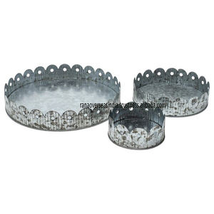 Top Demand Galvanized Round Metal Serving Tray Farmhouse para plantas y decoración navideña a precios asequibles de proveedores de confianza - Product Image 1
