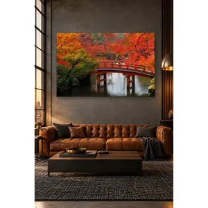 Impression sur toile du pont japonais Fida sous des érables rouges - Product Image 3