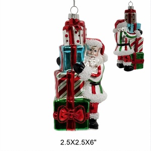 Glass <b>Christmas</b> Figurine Ornaments Classic Handcrafted Full Color Holiday Decorations - Product Image 4