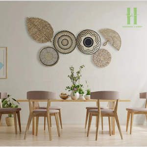 Nueva colección Seagrass Wall Clock Boho Wall Hanging Decor con variedad de formas OEM Rattan Wall Decor de Vietnam - Product Image 2