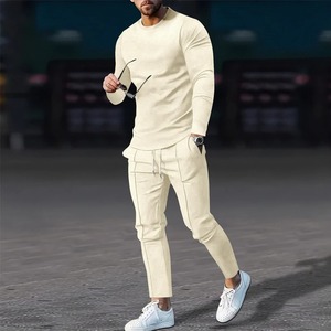 Otoño Ocio Trajes de dos piezas para hombre Nuevo diseño informal Delgado O-cuello Camiseta de manga larga Pantalones Trajes con capucha Color sólido Talla XL - Product Image 2