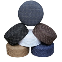 Topi Muslim Arkan Kufi Logo Kustom Bahan Polyester untuk Pernikahan dan Sholat, Ringan, Buatan Tangan, Motif Geometris, Aksesoris Sederhana untuk Pria