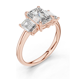 Bague de fiançailles en diamant CVD créé en laboratoire 3 CT VVS-VS-EF, taille émeraude, or 18 carats, 14 carats, 10 carats et argent 925, rose, jaune, blanc - Product Image 5