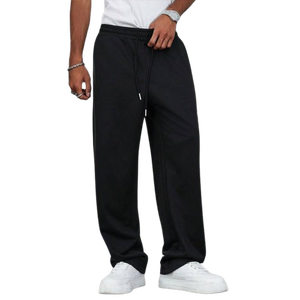 Venta al por mayor de pantalones de los hombres lavados Liso Negro Jogger Pantalones Loose Fit Streetwear Cintura elástica Casual Pantalones de chándal de gran tamaño a granel - Product Image 1
