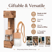 Diffuseur d'arômes pour voiture en bois avec logo personnalisé, mini diffuseur de parfum suspendu, bouteille en verre pour huile essentielle liquide, rafraîchisseur d'air pour voiture